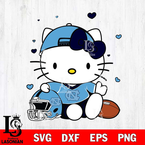 North Carolina Tar Heels Cute Hello Kitty Football Svg Eps Dxf Png File, NCAA svg, Digital Download, Instant Download