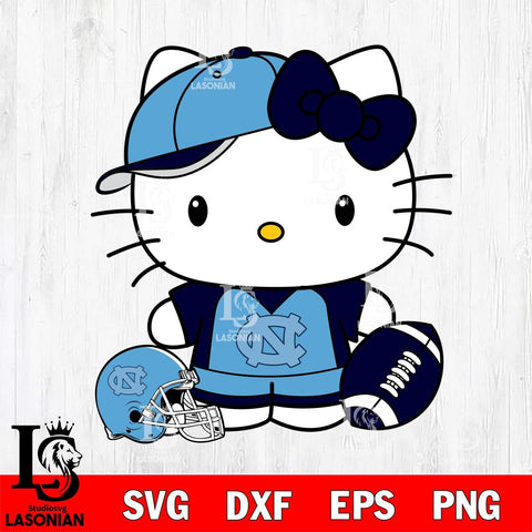North Carolina Tar Heels Cute Hello Kitty Football 4 Svg Eps Dxf Png File, NCAA svg, Digital Download, Instant Download