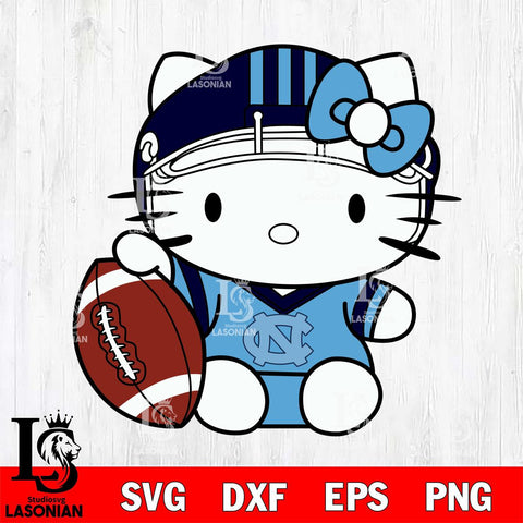 North Carolina Tar Heels Cute Hello Kitty Football 5 Svg Eps Dxf Png File, NCAA svg, Digital Download, Instant Download
