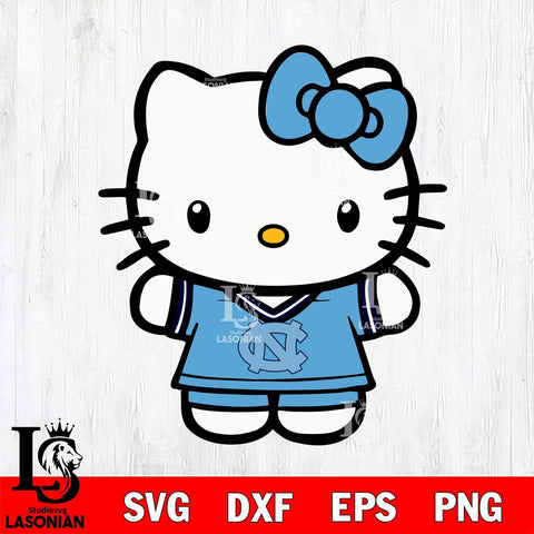 North Carolina Tar Heels Cute Hello Kitty Football 6 Svg Eps Dxf Png File, NCAA svg, Digital Download, Instant Download