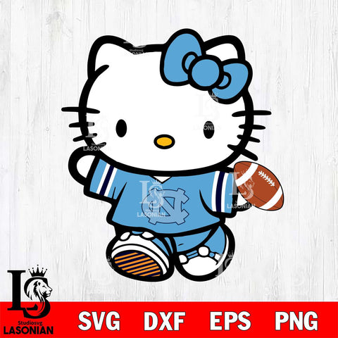 North Carolina Tar Heels Cute Hello Kitty Football 7 Svg Eps Dxf Png File, NCAA svg, Digital Download, Instant Download