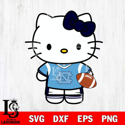 North Carolina Tar Heels Cute Hello Kitty Football 8 Svg Eps Dxf Png File, NCAA svg, Digital Download, Instant Download