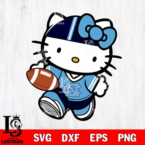 North Carolina Tar Heels Cute Hello Kitty Football 9 Svg Eps Dxf Png File, NCAA svg, Digital Download, Instant Download