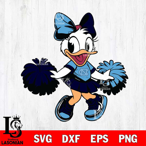 North Carolina Tar Heels Daisy Duck Cheerleader Svg Eps Dxf Png File, NCAA svg, Digital Download, Instant Download