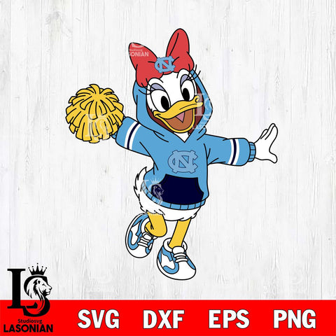 North Carolina Tar Heels Daisy Duck Cheerleader Christmas File Cut, NCAA SVG DXF EPS PNG FILE, Digital Download , Criucut , Silhouette