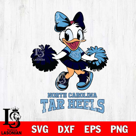North Carolina Tar Heels Daisy Duck Cheerleader Disney, Svg Eps Dxf Png File, Digital Download