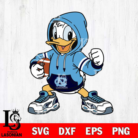 North Carolina Tar Heels Donald Duck Disney Christmas File Cut, NCAA SVG DXF EPS PNG FILE, Digital Download , Criucut , Silhouette