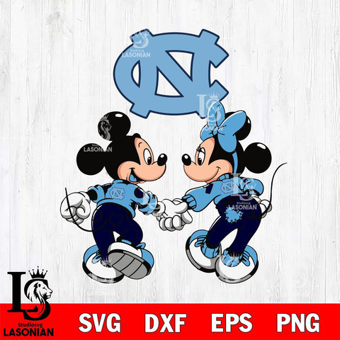 North Carolina Tar Heels Fan Minnie And Mickey Love Svg Eps Dxf Png File, Digital Download, Instant Download