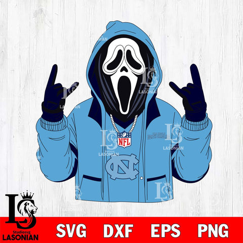North Carolina Tar Heels Ghostface Scream Football Halloween Svg Eps Dxf Png File, NCAA svg, Digital Download, Instant Download