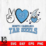 North Carolina Tar Heels Gnomes Peace & Love Svg Eps Dxf Png File, Digital Download, Instant Download