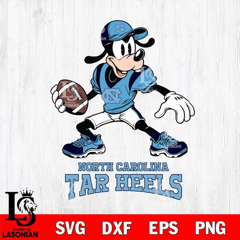 North Carolina Tar Heels Goofy Disney, Svg Eps Dxf Png File, Digital Download