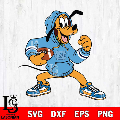North Carolina Tar Heels Goofy Disney Football Christmas File Cut, NCAA SVG DXF EPS PNG FILE, Digital Download , Criucut , Silhouette