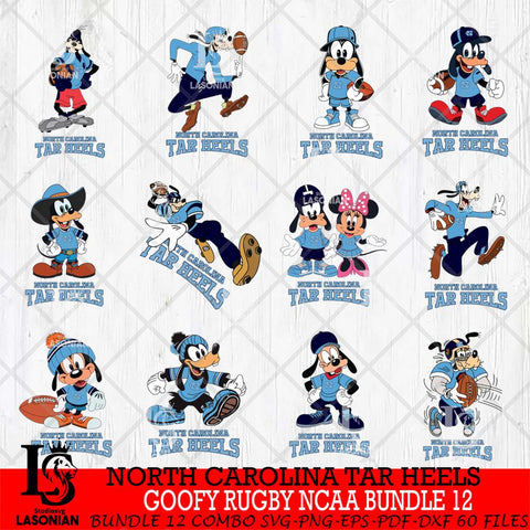 North Carolina Tar Heels Goofy Rugby Disney NCAA Bundle 12 SVG DXF EPS PNG FILE,NCAA bundle svg ,Football Digital Download,Instant Download, Silhouette
