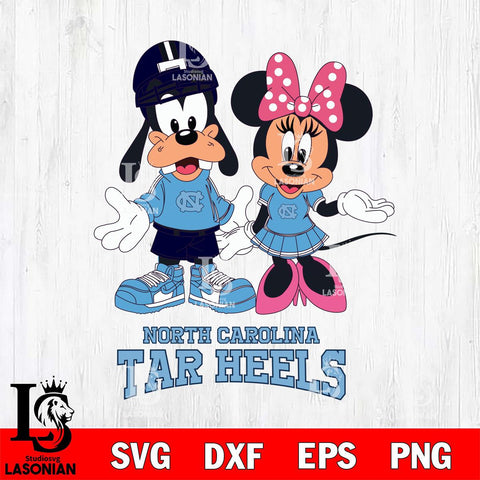 North Carolina Tar Heels Goofy and Minnie mouse Football SVG DXF EPS PNG FILE,NCAA svg ,Football Digital Download,Instant Download, Silhouette