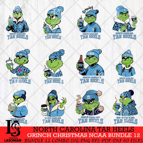 North Carolina Tar Heels Grinch Christmas NCAA Bundle 12 Svg Eps Dxf Png File,Cricut files, Digital Download, Instant Download