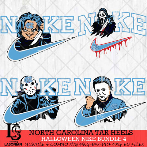 North Carolina Tar Heels Halloween Nike NCAA Bundle 4 Svg Eps Dxf Png File, Digital Download, Instant Download