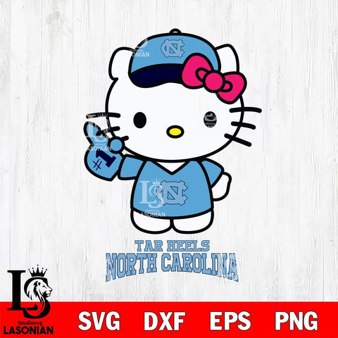 North Carolina Tar Heels Hello Kitty Best Fan Svg Eps Dxf Png File, Digital Download, Instant Download