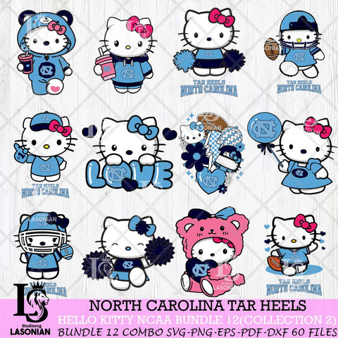 North Carolina Tar Heels Hello Kitty Bundle 12 SVG Svg Eps Dxf Png File, Digital Download, Instant Download