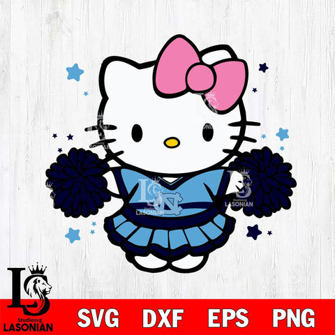North Carolina Tar Heels Hello Kitty Cheerleader 10 Svg Eps Dxf Png File, Digital Download, Instant Download