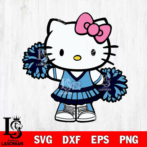 North Carolina Tar Heels Hello Kitty Cheerleader 11 Svg Eps Dxf Png File, Digital Download, Instant Download