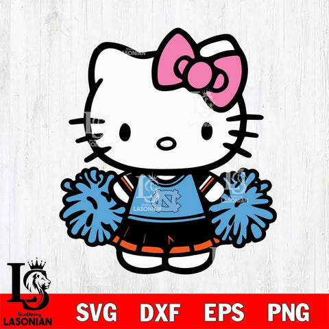 North Carolina Tar Heels Hello Kitty Cheerleader 2 Svg Eps Dxf Png File, Digital Download, Instant Download