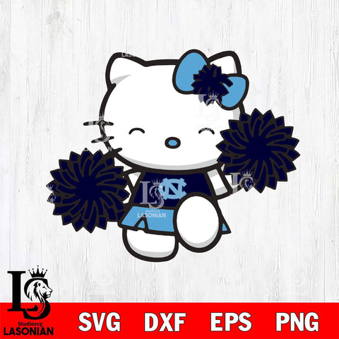 North Carolina Tar Heels Hello Kitty Cheerleader Svg Eps Dxf Png File, Digital Download, Instant Download
