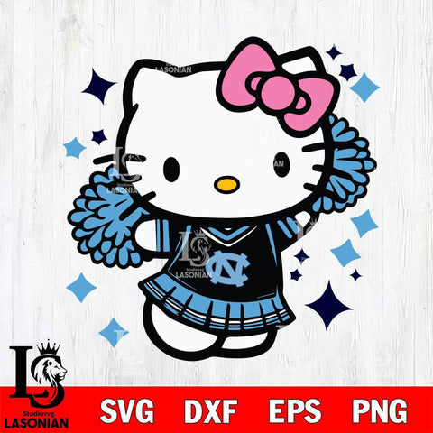 North Carolina Tar Heels Hello Kitty Cheerleader 4 Svg Eps Dxf Png File, Digital Download, Instant Download