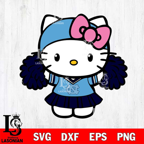 North Carolina Tar Heels Hello Kitty Cheerleader 5 Svg Eps Dxf Png File, Digital Download, Instant Download