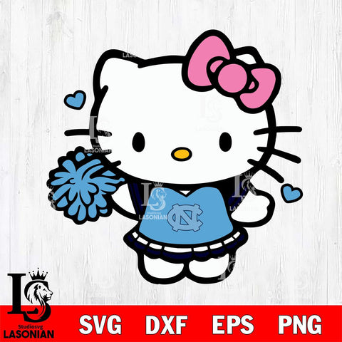 North Carolina Tar Heels Hello Kitty Cheerleader 6 Svg Eps Dxf Png File, Digital Download, Instant Download