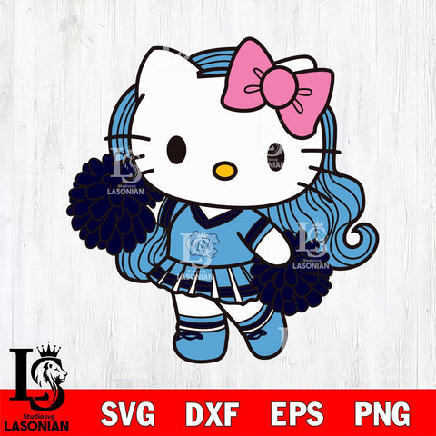 North Carolina Tar Heels Hello Kitty Cheerleader 7 Svg Eps Dxf Png File, Digital Download, Instant Download