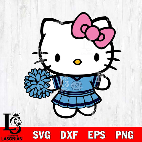 North Carolina Tar Heels Hello Kitty Cheerleader 8 Svg Eps Dxf Png File, Digital Download, Instant Download