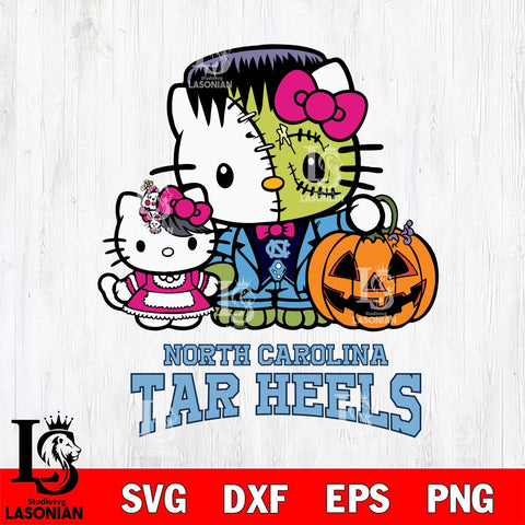 North Carolina Tar Heels Hello Kitty Horror 10 Svg Eps Dxf Png File, Digital Download