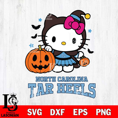 North Carolina Tar Heels Hello Kitty Horror 1 Svg Eps Dxf Png File, Digital Download