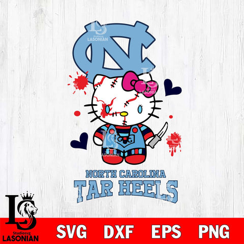 North Carolina Tar Heels Hello Kitty Horror 2 Svg Eps Dxf Png File, Digital Download
