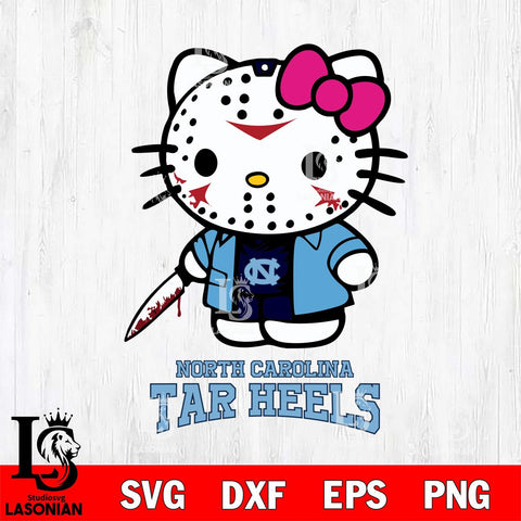 North Carolina Tar Heels Hello Kitty Horror 3 Svg Eps Dxf Png File, Digital Download
