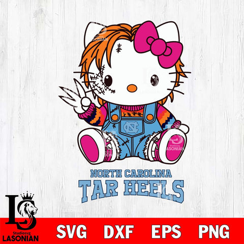 North Carolina Tar Heels Hello Kitty Horror Svg Eps Dxf Png File, Digital Download