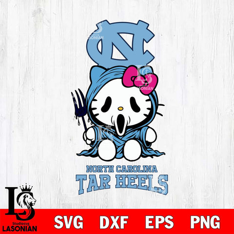 North Carolina Tar Heels Hello Kitty Horror 4 Svg Eps Dxf Png File, Digital Download