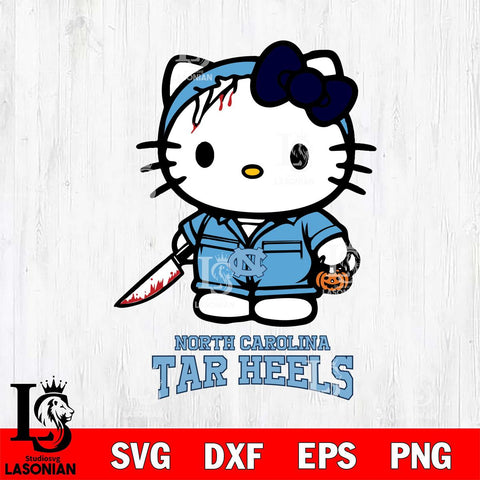 North Carolina Tar Heels Hello Kitty Horror 5 Svg Eps Dxf Png File, Digital Download