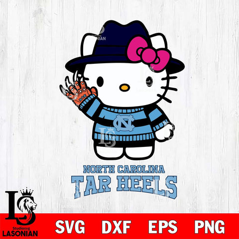 North Carolina Tar Heels Hello Kitty Horror 6 Svg Eps Dxf Png File, Digital Download
