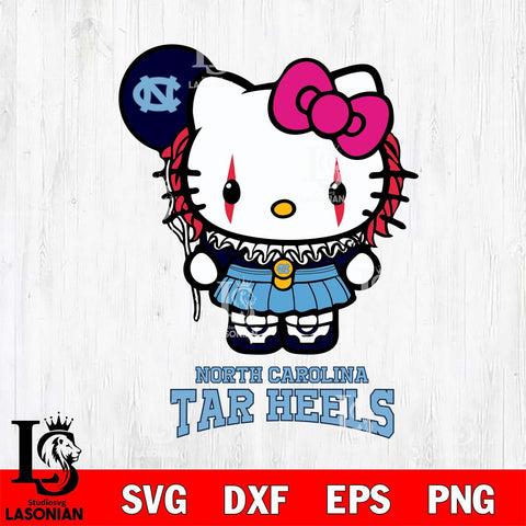 North Carolina Tar Heels Hello Kitty Horror 7 Svg Eps Dxf Png File, Digital Download