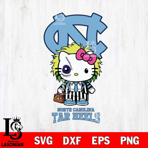 North Carolina Tar Heels Hello Kitty Horror 8 Svg Eps Dxf Png File, Digital Download