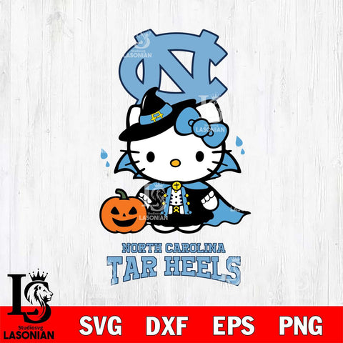North Carolina Tar Heels Hello Kitty Horror 9 Svg Eps Dxf Png File, Digital Download
