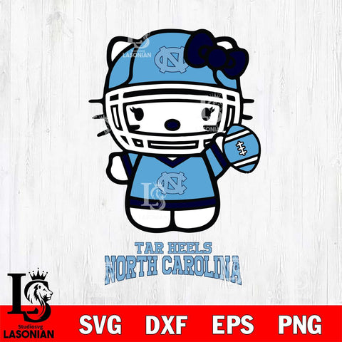 North Carolina Tar Heels Hello Kitty NCAA 1 Svg Eps Dxf Png File, Digital Download, Instant Download