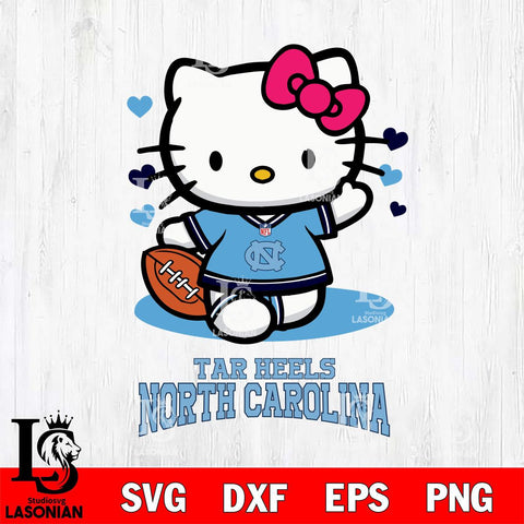 North Carolina Tar Heels Hello Kitty NCAA 3 Svg Eps Dxf Png File, Digital Download, Instant Download