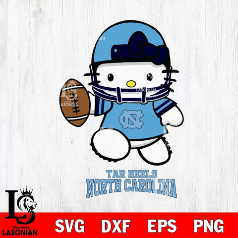 North Carolina Tar Heels Hello Kitty NCAA 4 Svg Eps Dxf Png File, Digital Download, Instant Download