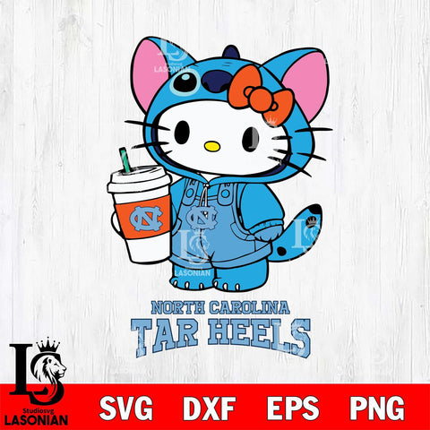 North Carolina Tar Heels Hello Kitty Stitch Svg Eps Dxf Png File, NCAA svg, Digital Download, Instant Download