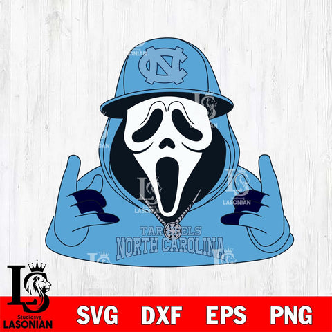 North Carolina Tar Heels Horror Character Ghostface Sport Svg Eps Dxf Png File, NCAA svg, Digital Download, Instant Download