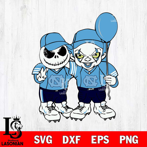 North Carolina Tar Heels Jack Skellington And Pennywise Football Svg Eps Dxf Png File, NCAA svg, Digital Download, Instant Download