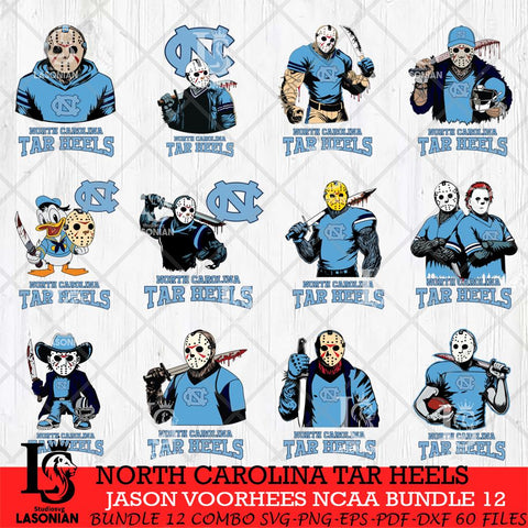 North Carolina Tar Heels Jason Voorhees NCAA Bundle 12 SVG Svg Eps Dxf Png File, Digital Download