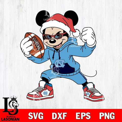 North Carolina Tar Heels Mickey Cool Football Christmas File Cut, NCAA SVG DXF EPS PNG FILE, Digital Download , Criucut , Silhouette